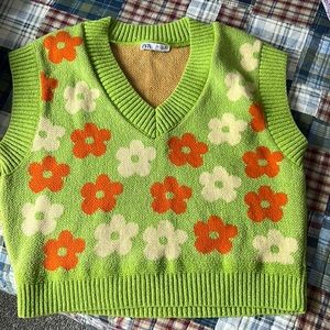 Zara jacquard knit floral vest